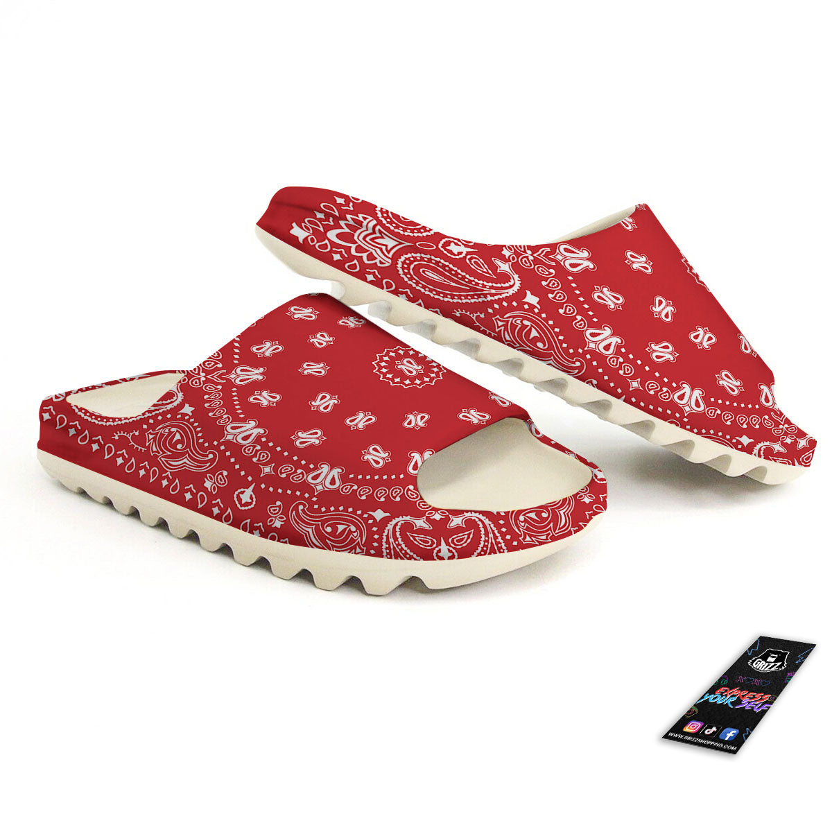 Bandana Red Paisley Print Sandals-grizzshop