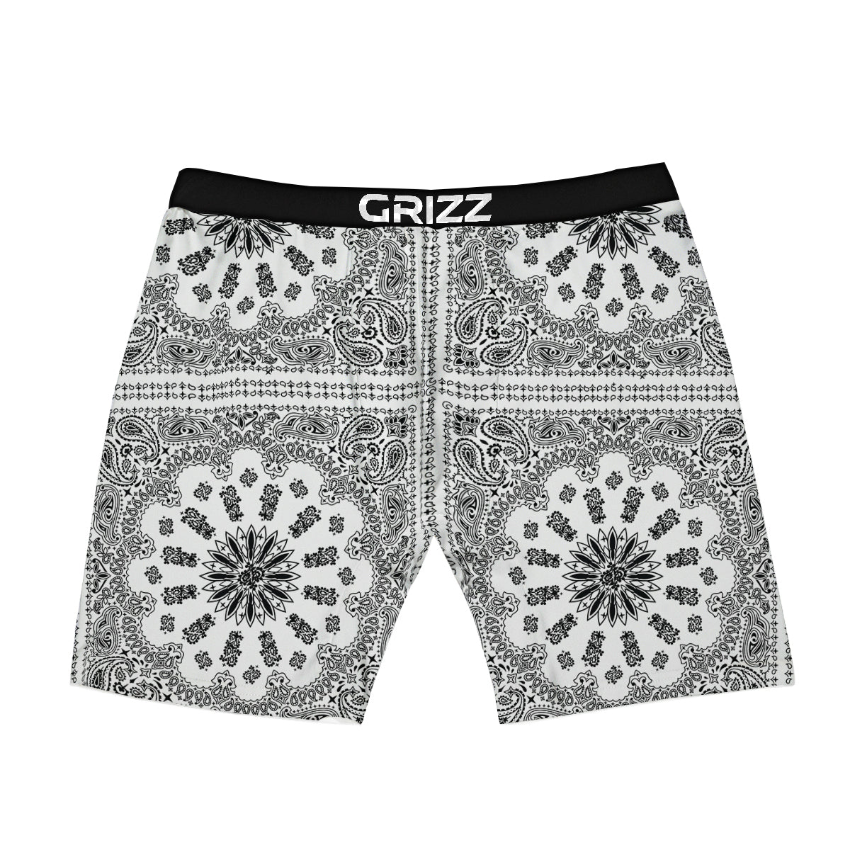Bandana White And Black Paisley Print Pattern Boxer Briefs-grizzshop