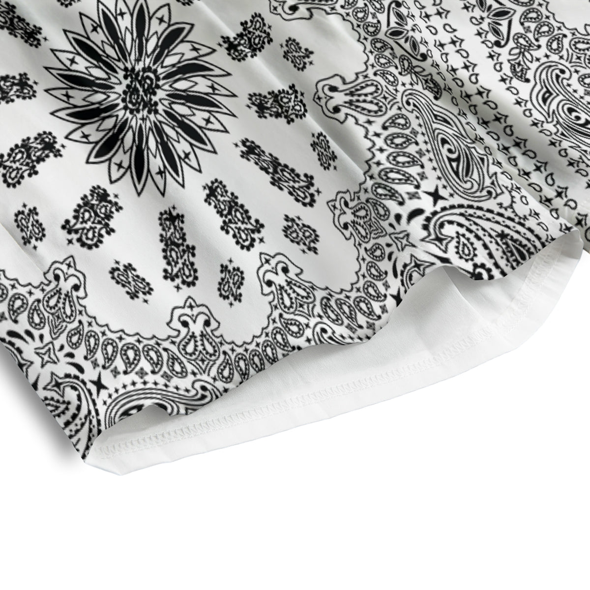 Bandana White And Black Paisley Print Pattern Men's Athletic Shorts