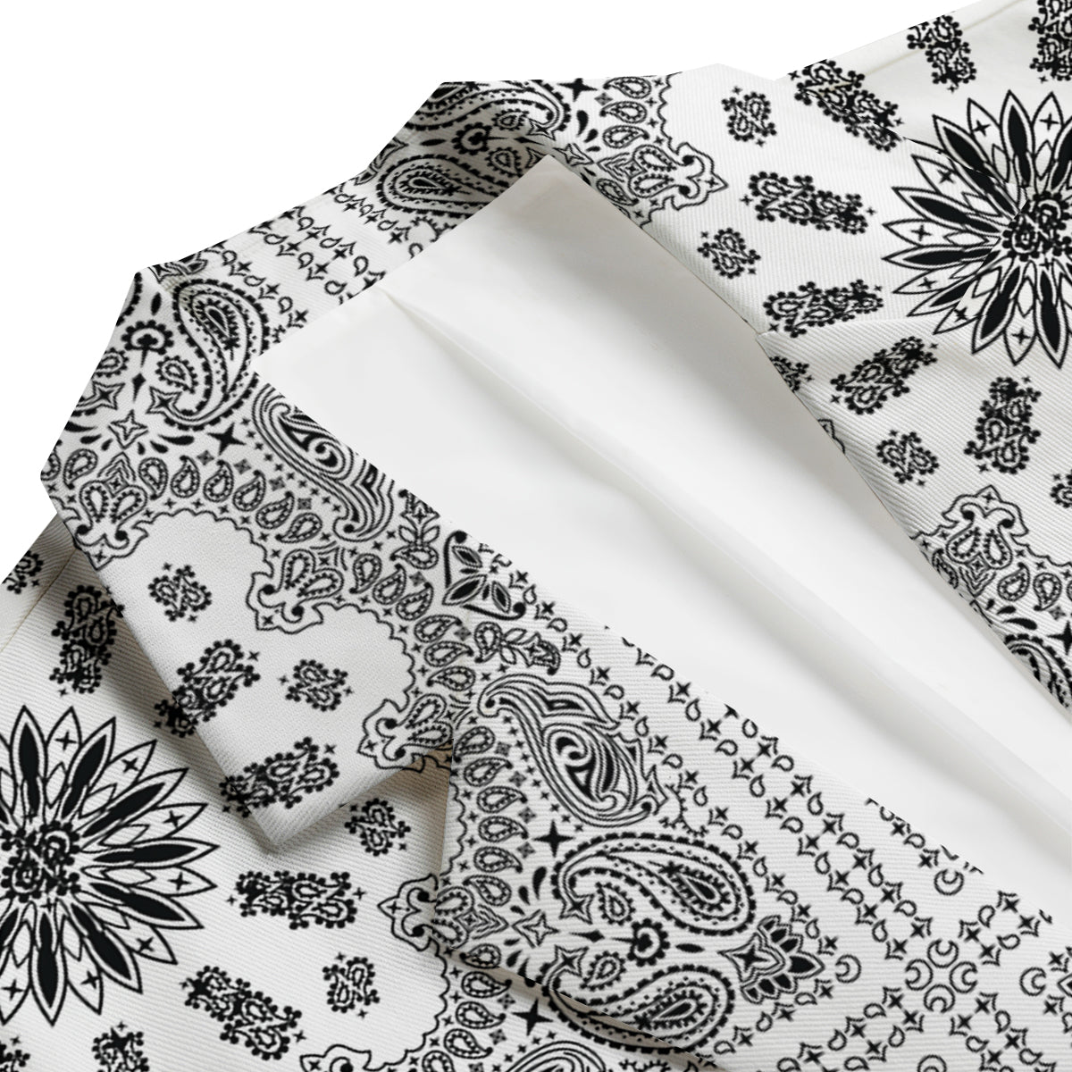 Bandana White And Black Paisley Print Pattern Men's Blazer-grizzshop
