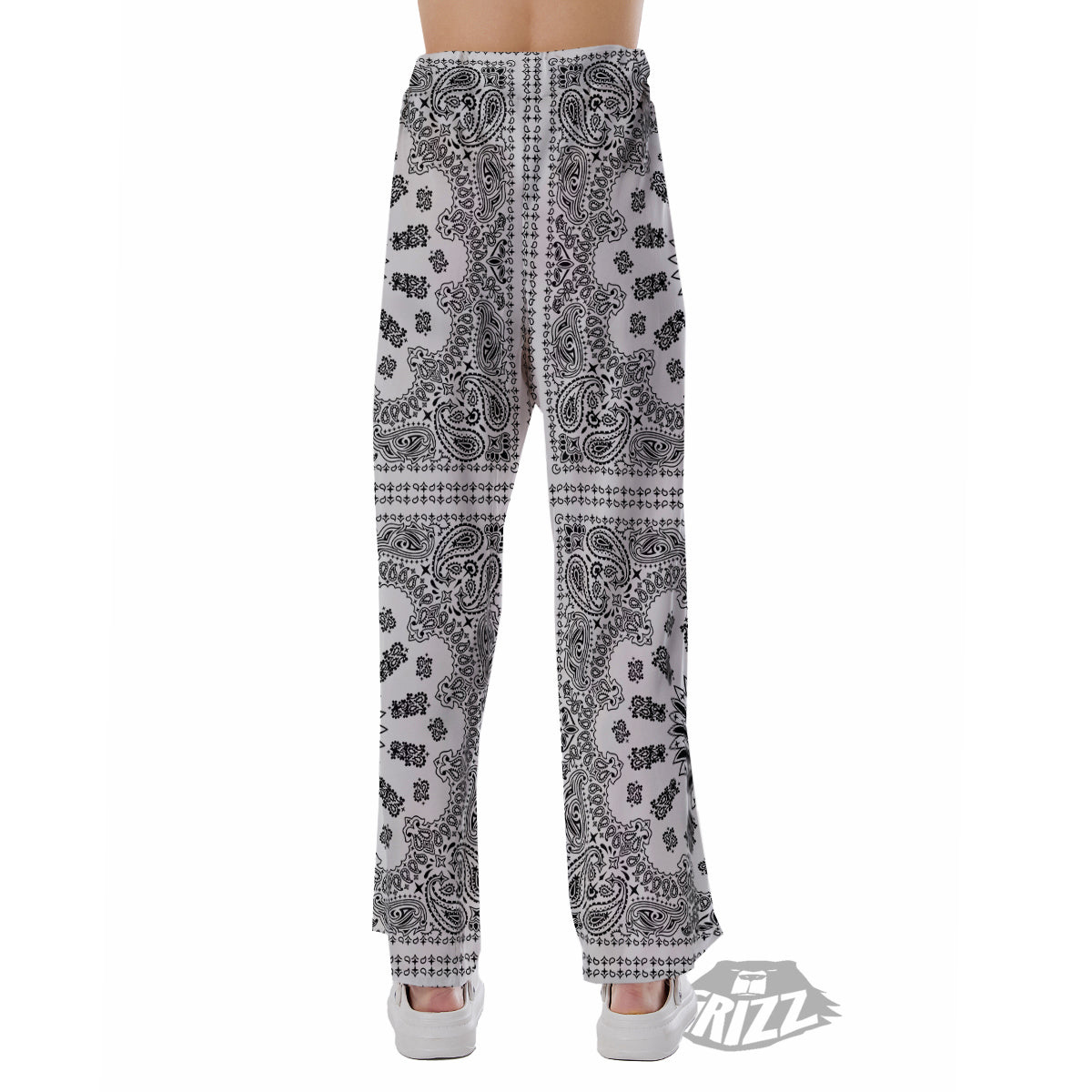 Bandana White And Black Paisley Print Pattern Pajama Pants-grizzshop