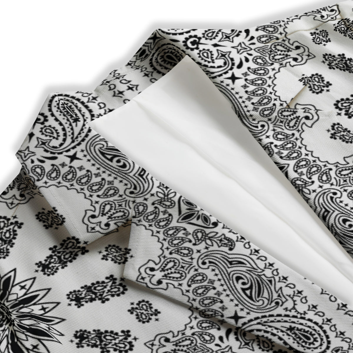 Bandana White And Black Paisley Print Pattern Women's Blazer-grizzshop