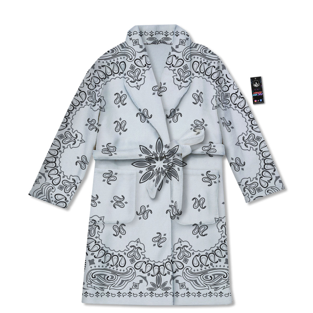 Bandana White And Black Print Bathrobe-grizzshop