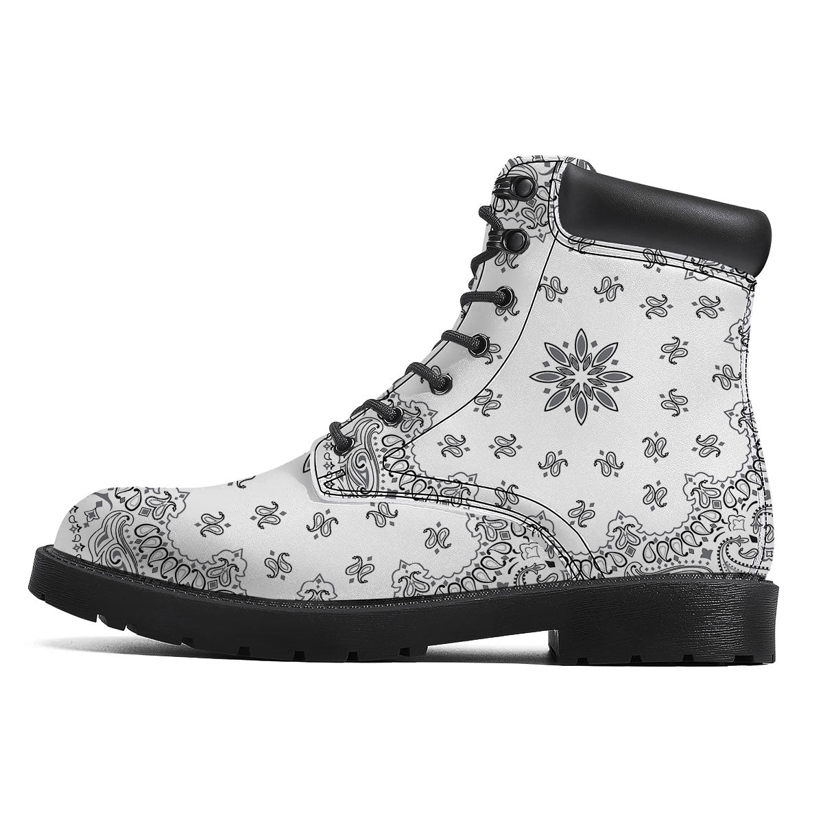 Bandana White And Black Print Boots-grizzshop