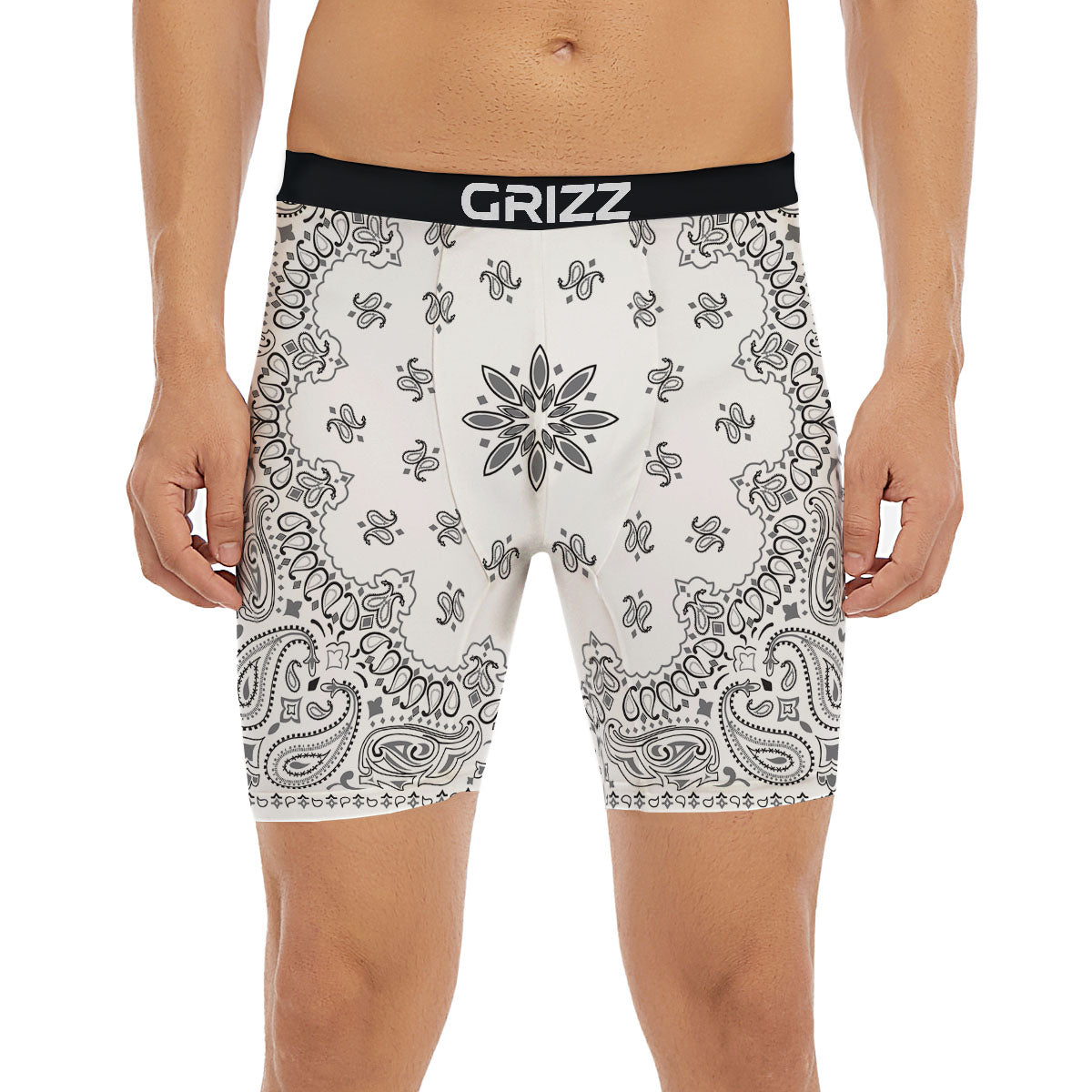 Bandana White And Black Print Boxer Briefs-grizzshop