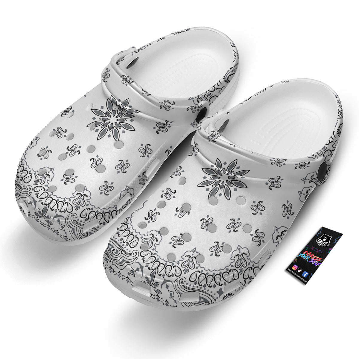Bandana White And Black Print Clog-grizzshop
