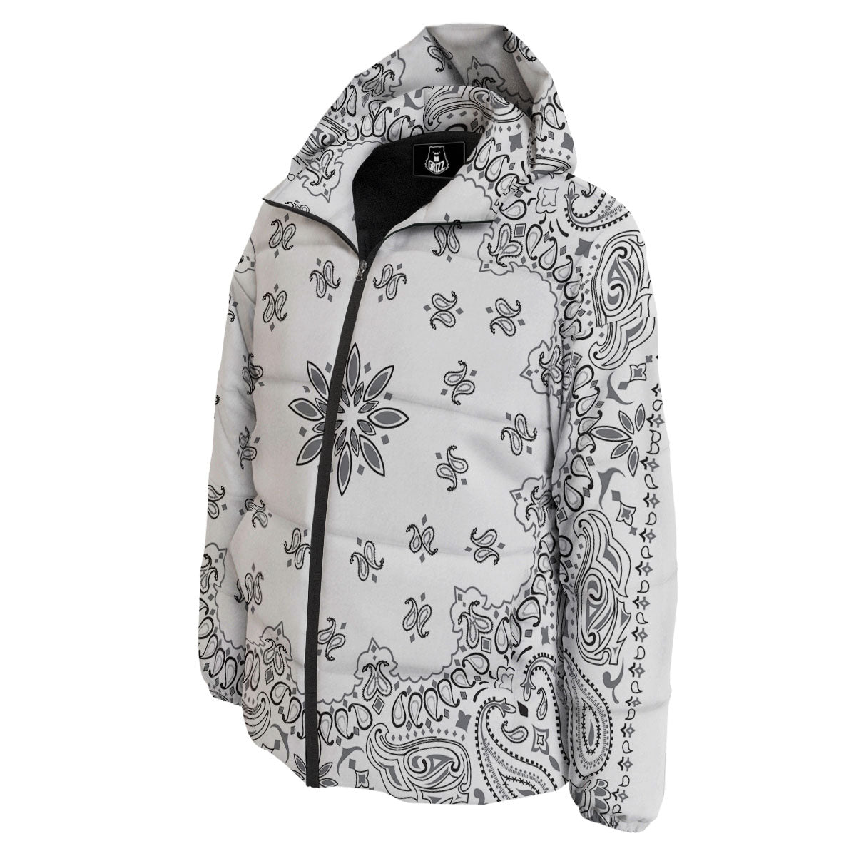 Bandana White And Black Print Down Jacket-grizzshop