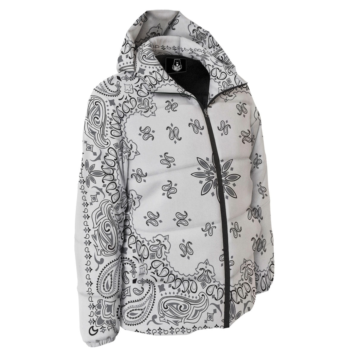 Bandana White And Black Print Down Jacket-grizzshop