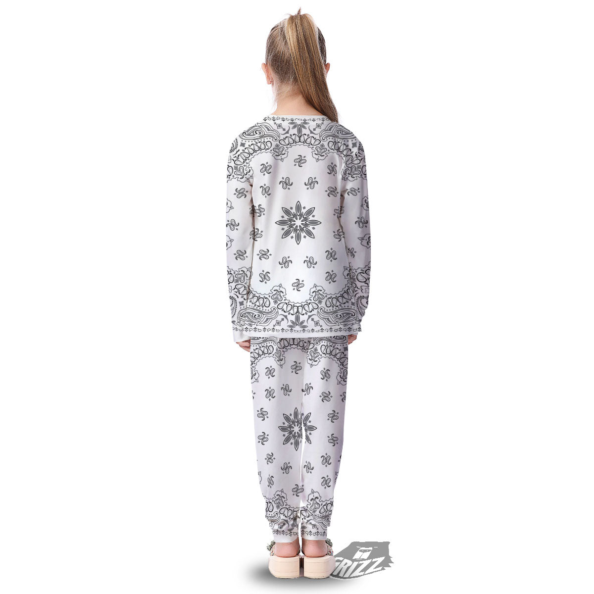 Bandana White And Black Print Kid's Pajamas-grizzshop