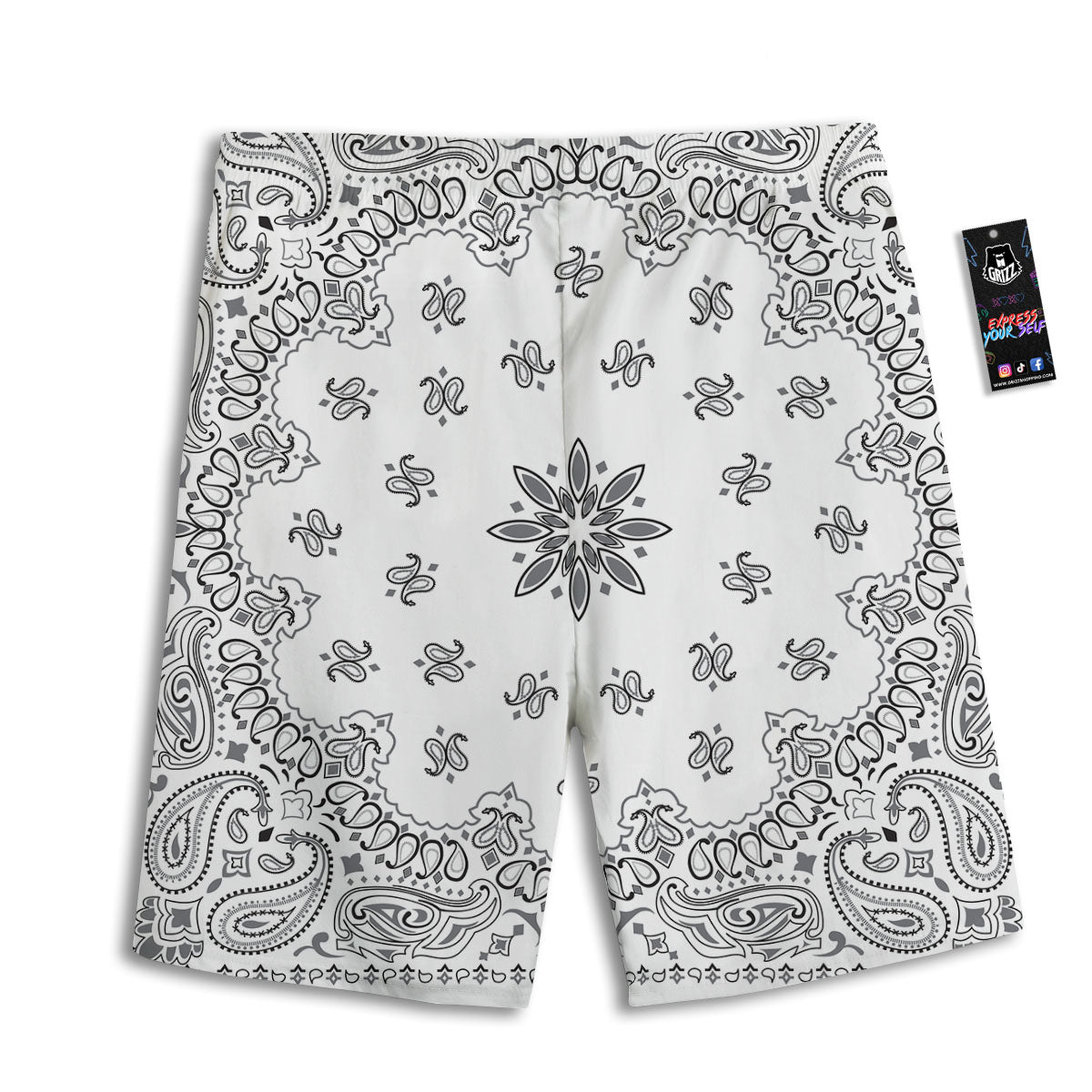 Bandana White And Black Print Men's Athletic Shorts