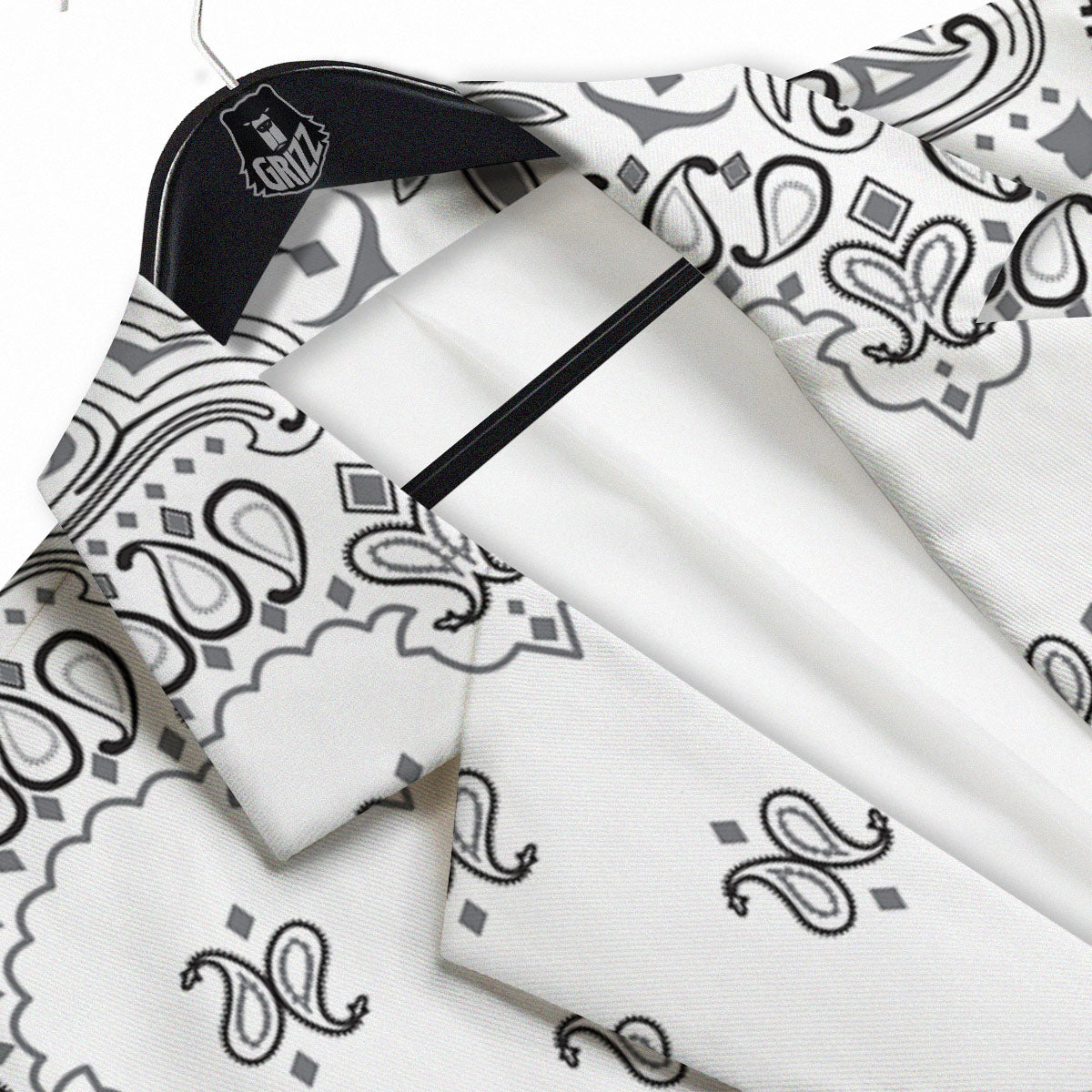 Bandana White And Black Print Men's Sport Coat-grizzshop