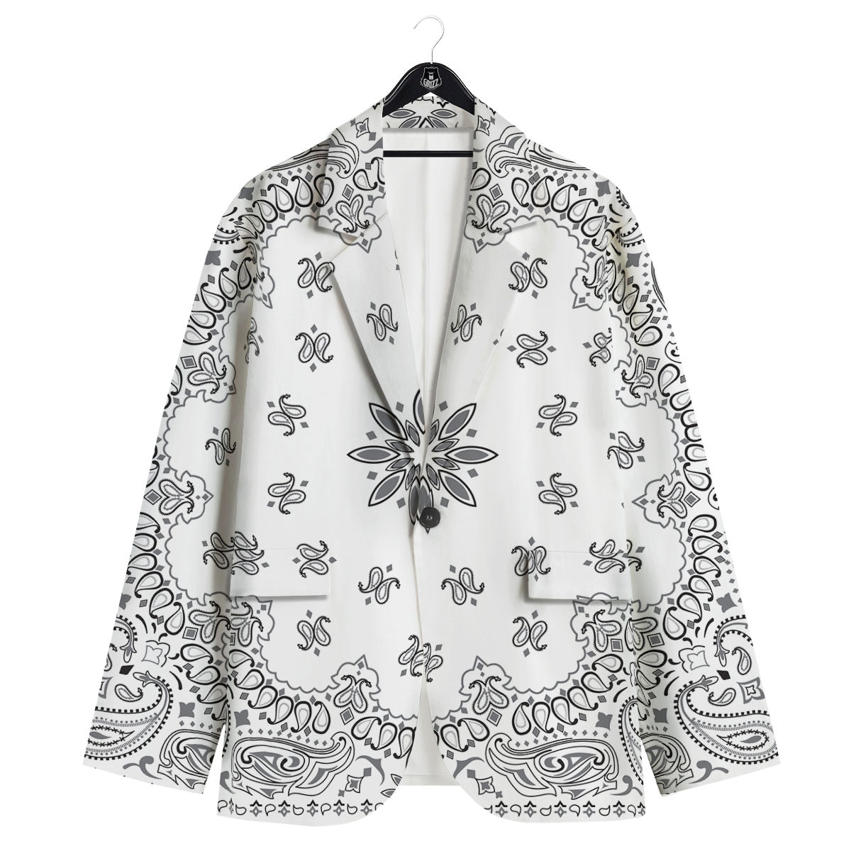 Bandana White And Black Print Men's Sport Coat-grizzshop