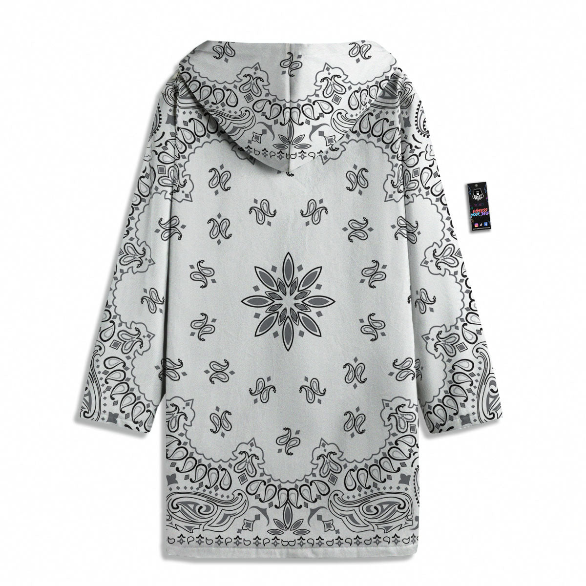 Bandana White And Black Print Men's Windbreaker Jacket-grizzshop