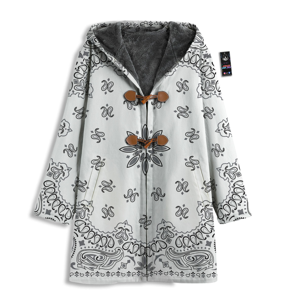 Bandana White And Black Print Men's Windbreaker Jacket-grizzshop