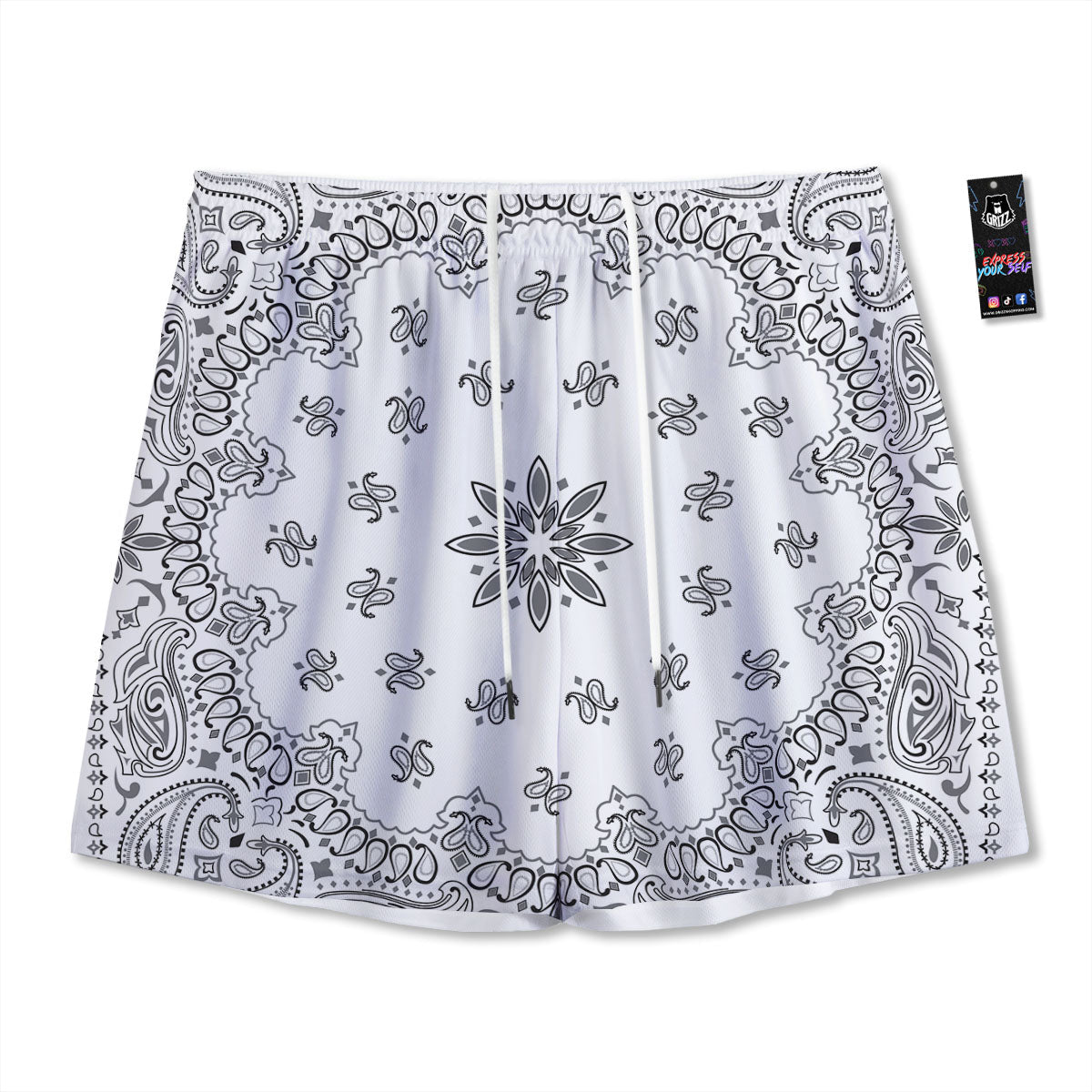 Cabbage Green Print Mesh Shorts