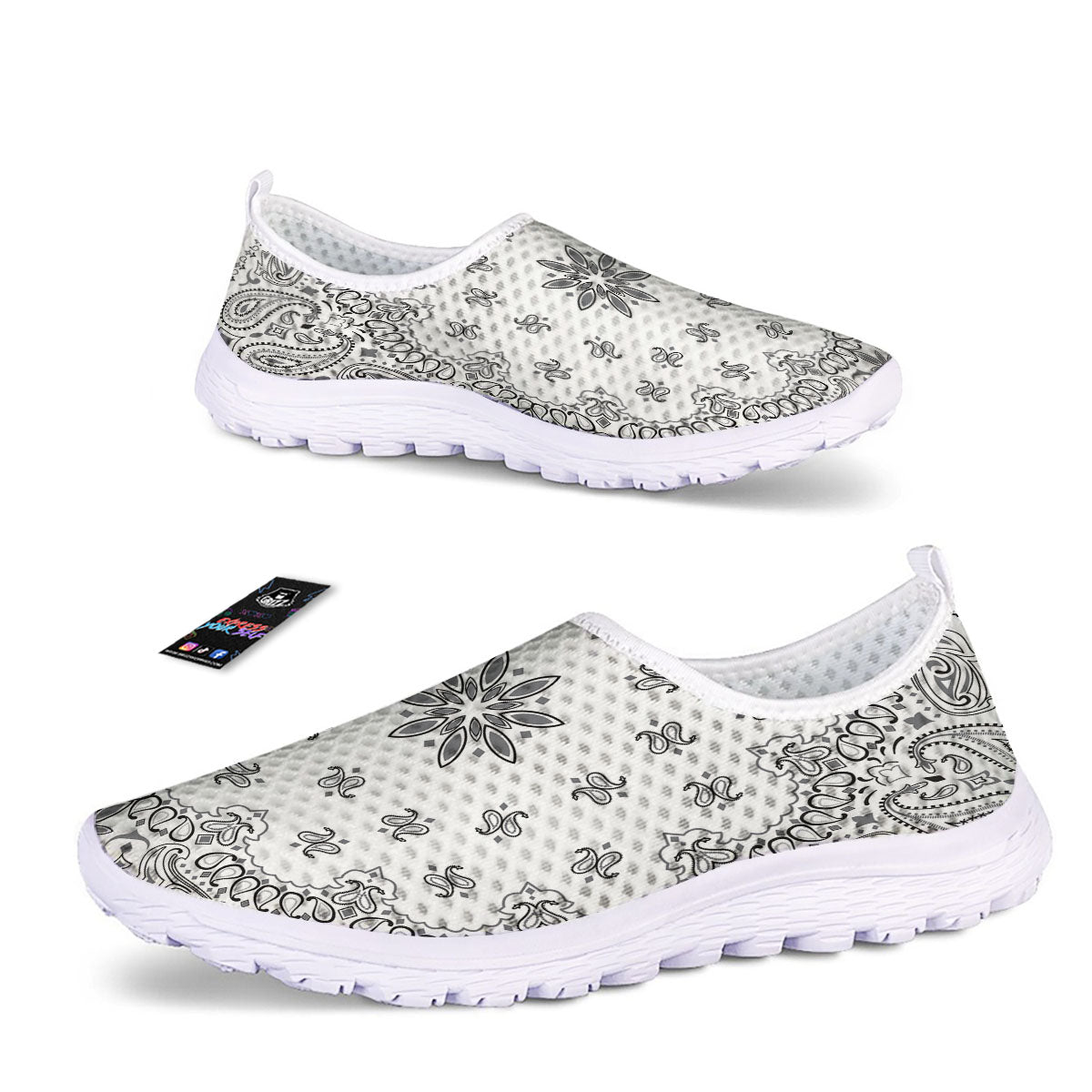 Bandana White And Black Print Nurse Shoes-grizzshop