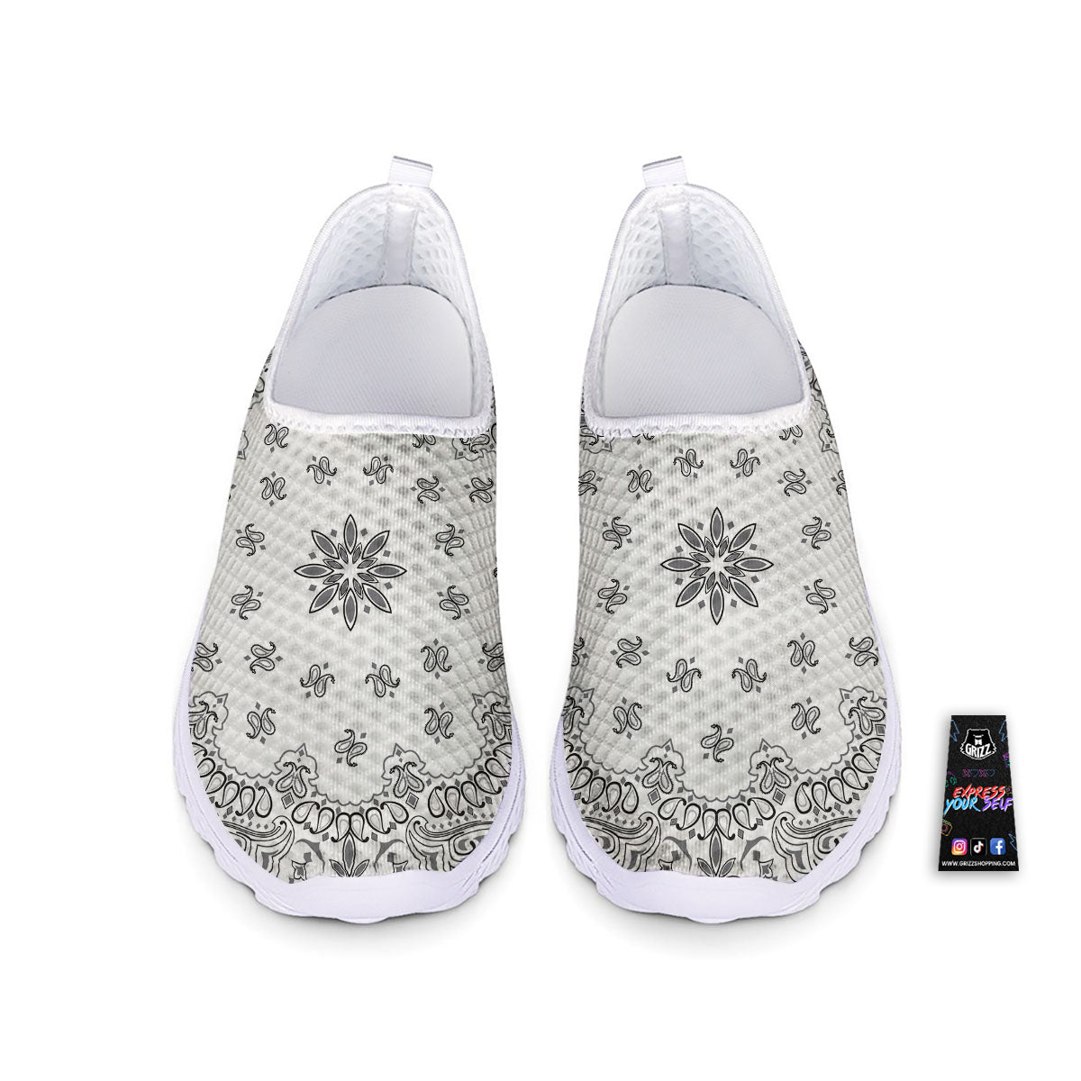 Bandana White And Black Print Nurse Shoes-grizzshop