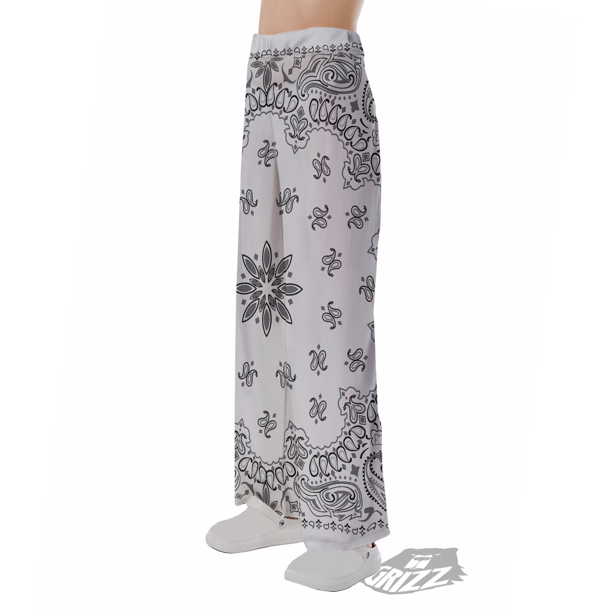Bandana White And Black Print Pajama Pants-grizzshop