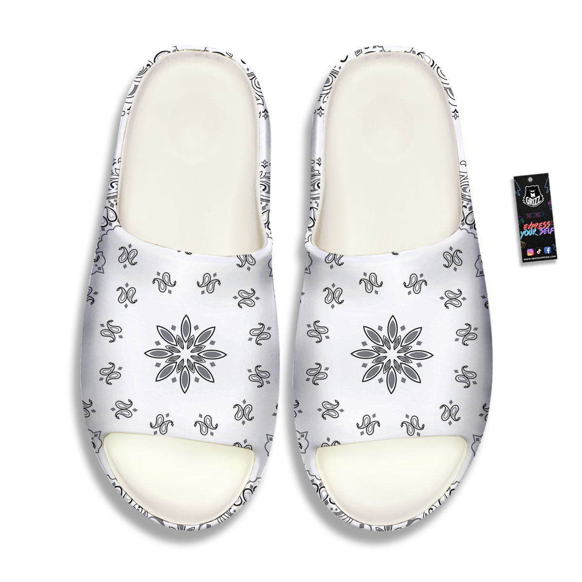 Bandana White And Black Print Sandals-grizzshop