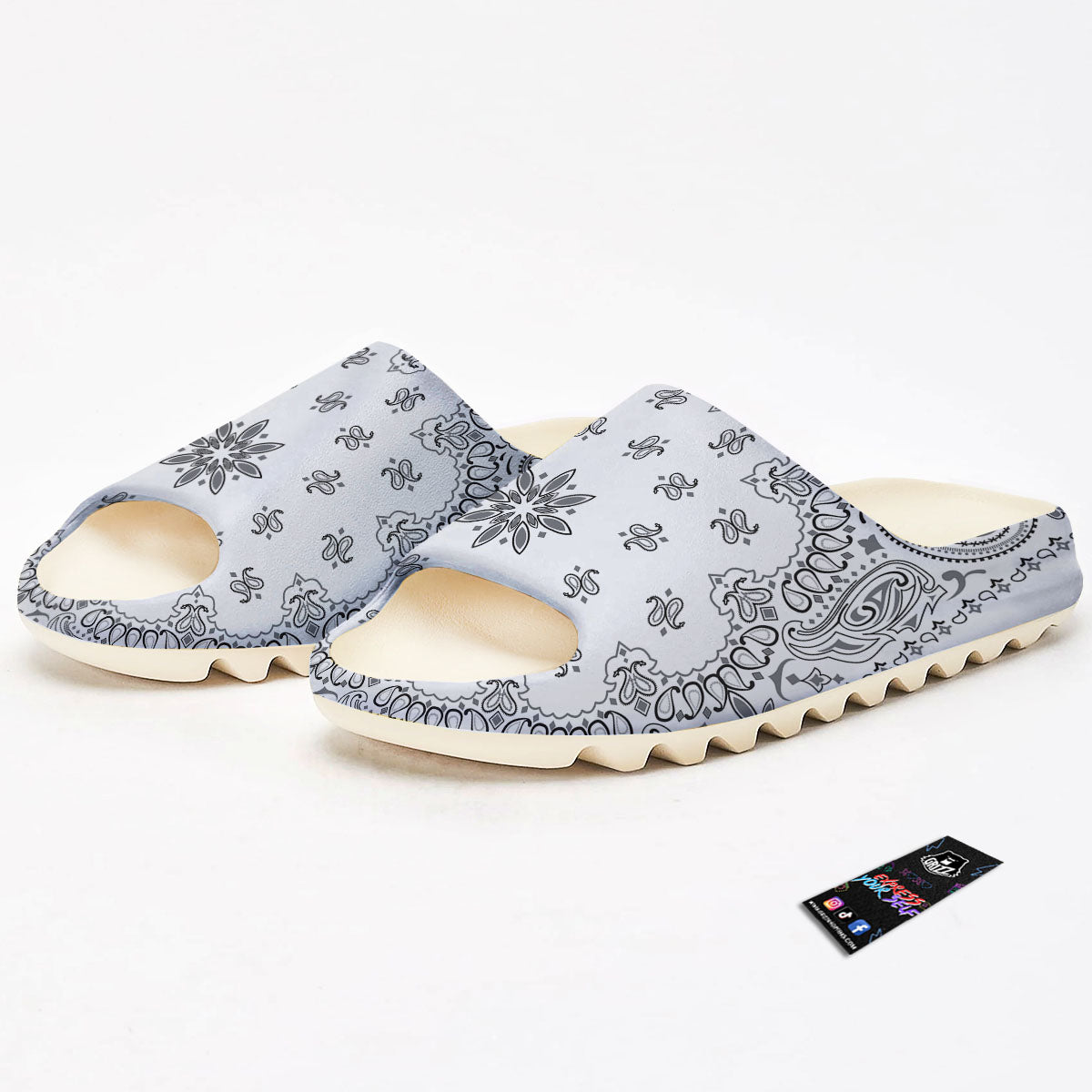 Bandana White And Black Print Sandals-grizzshop