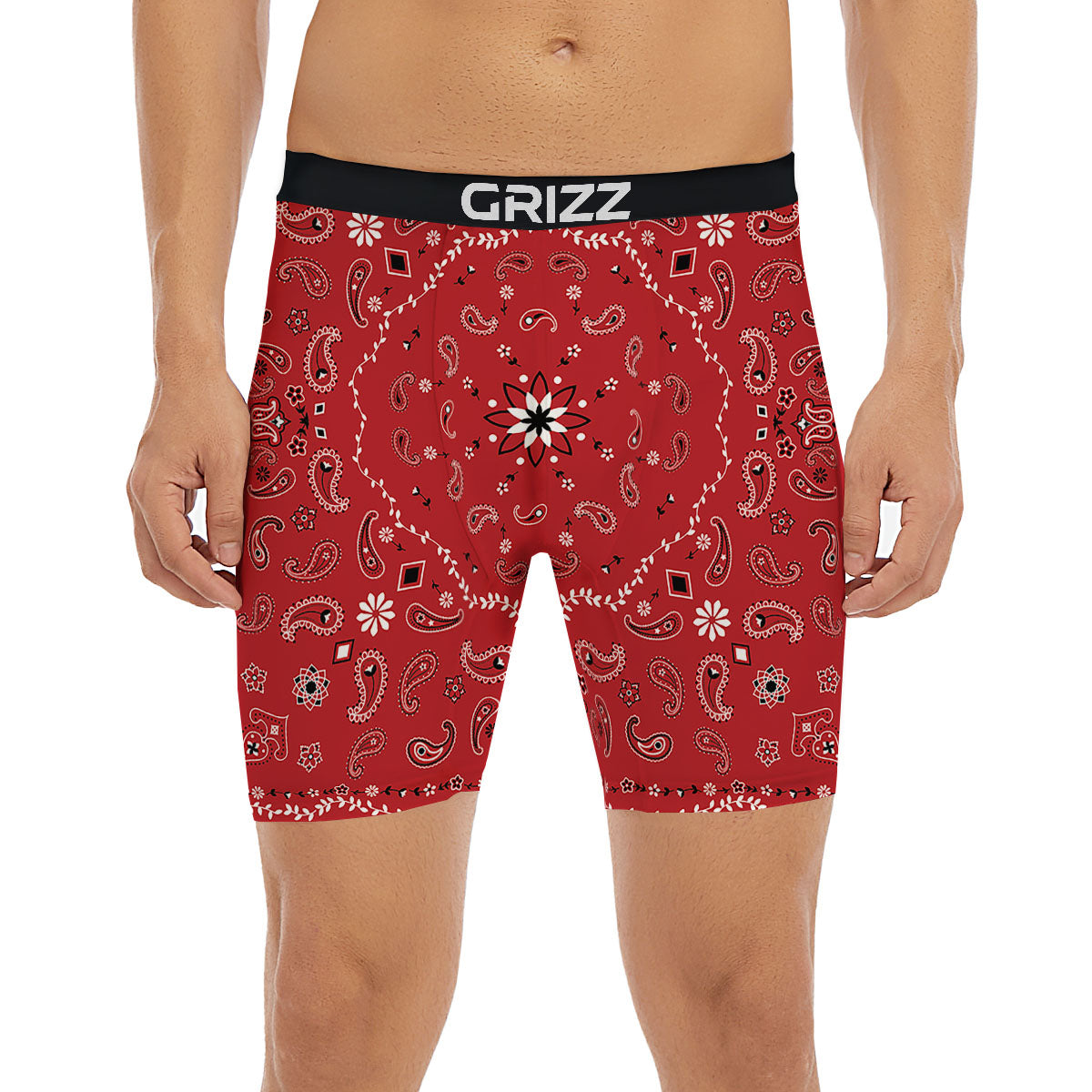 Bandana White And Red Print Boxer Briefs-grizzshop