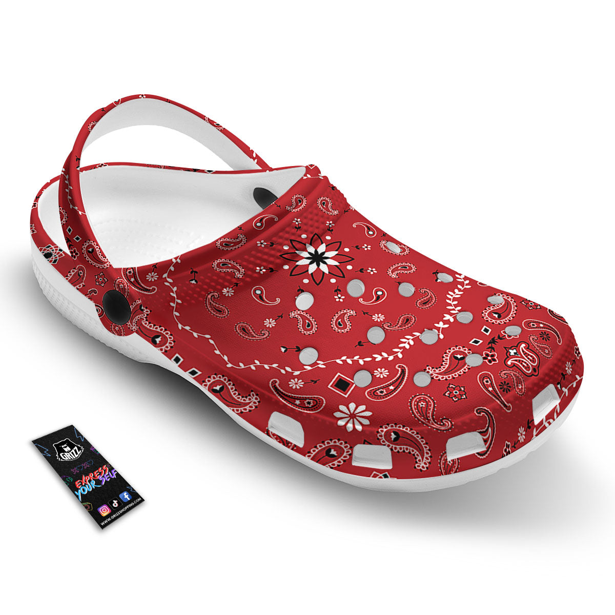 Bandana White And Red Print Clog-grizzshop