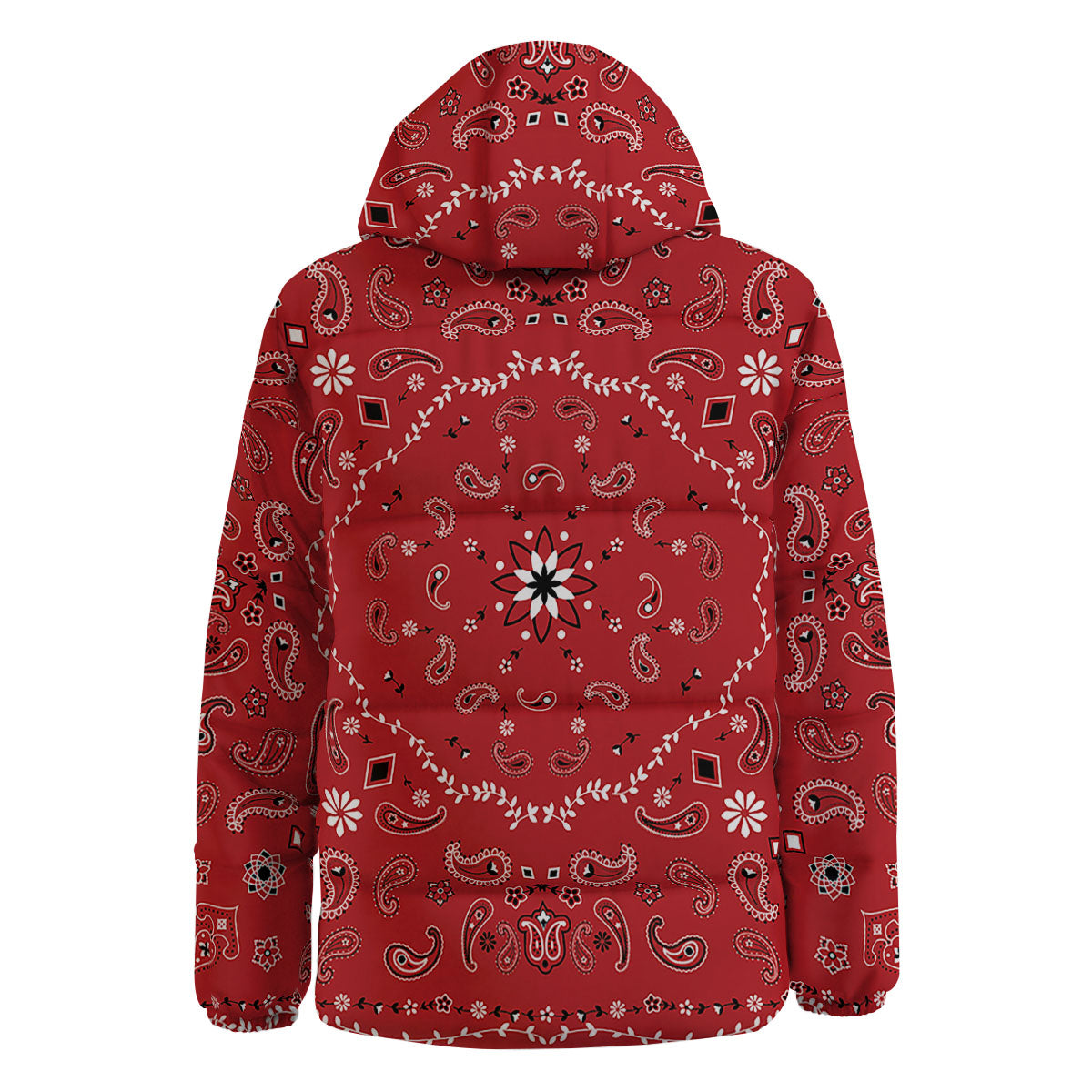 Bandana White And Red Print Down Jacket-grizzshop