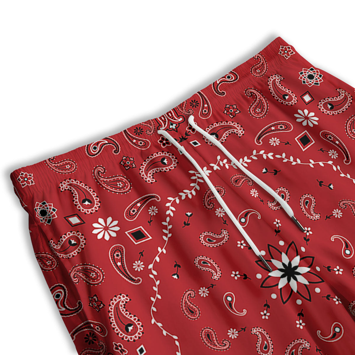 Bandana White And Red Print Men's Athletic Shorts