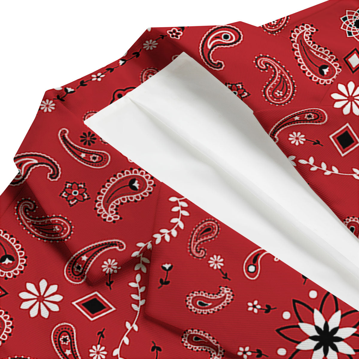 Bandana White And Red Print Men's Blazer-grizzshop