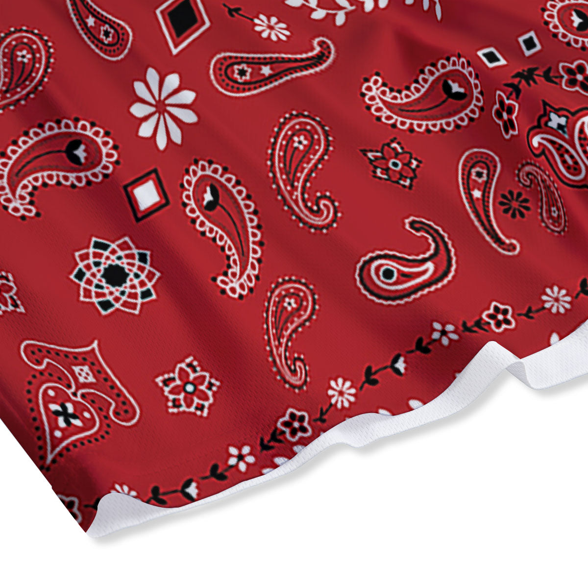 Bandana White And Red Print Mesh Shorts