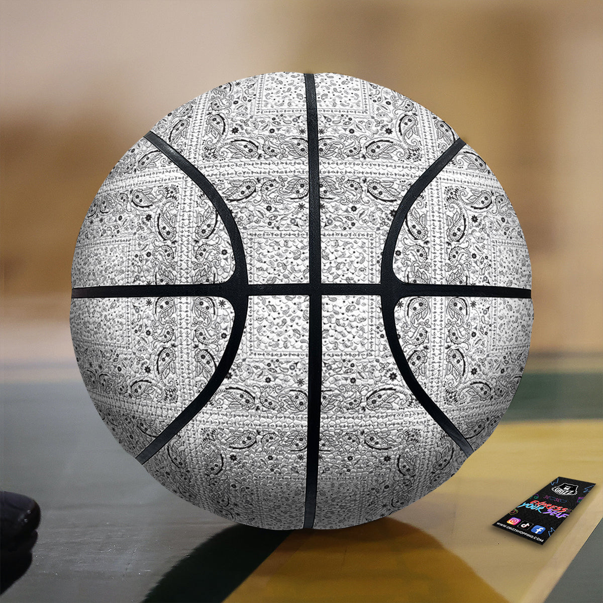 Bandana White Paisley Print Pattern Basketball