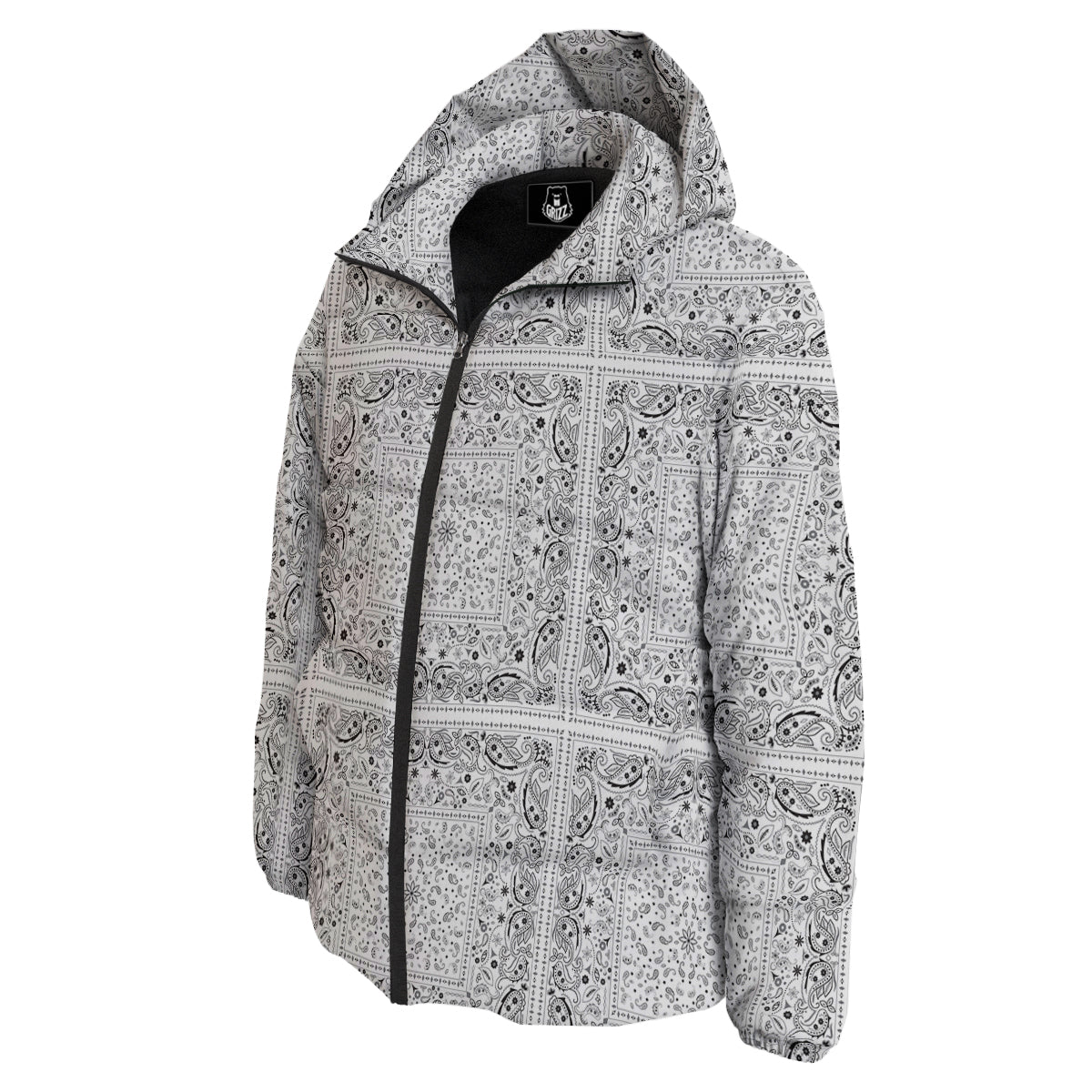 Bandana White Paisley Print Pattern Down Jacket-grizzshop