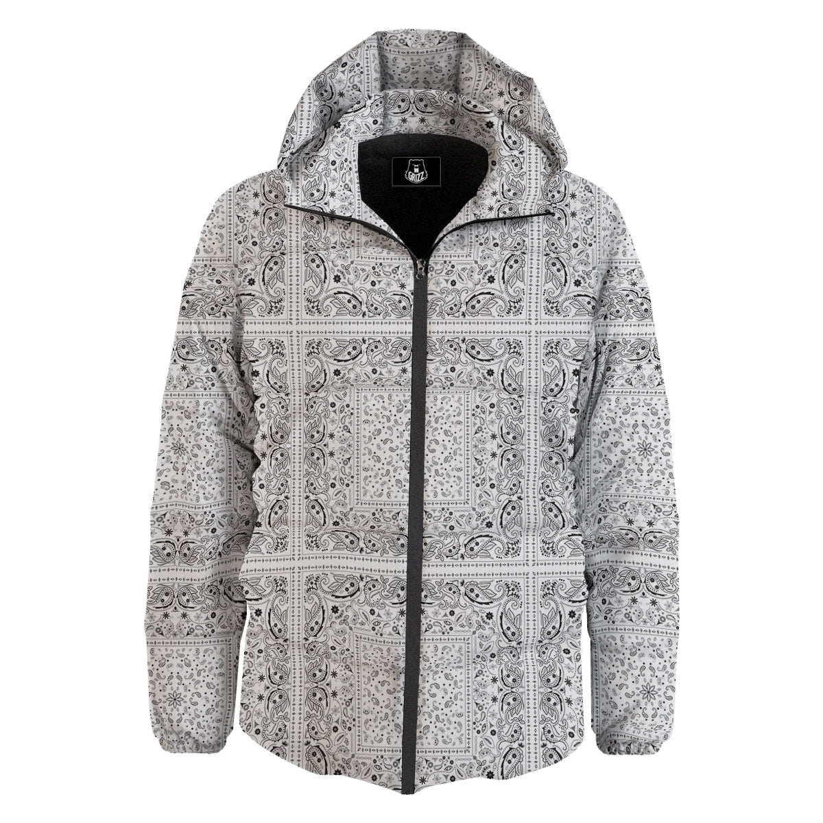 Bandana White Paisley Print Pattern Down Jacket-grizzshop