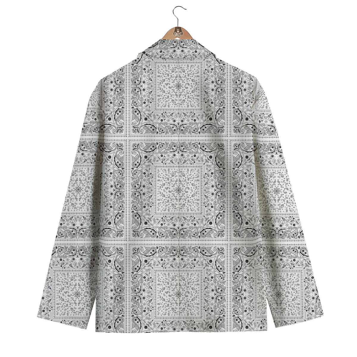 Bandana White Paisley Print Pattern Men's Blazer-grizzshop