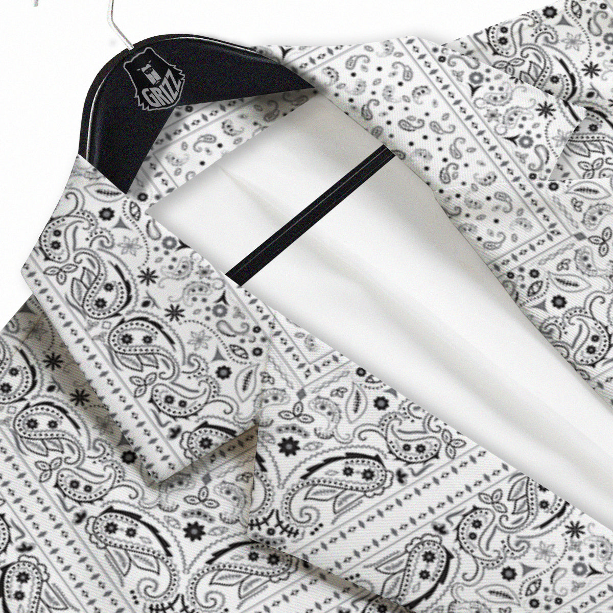 Bandana White Paisley Print Pattern Men's Sport Coat-grizzshop