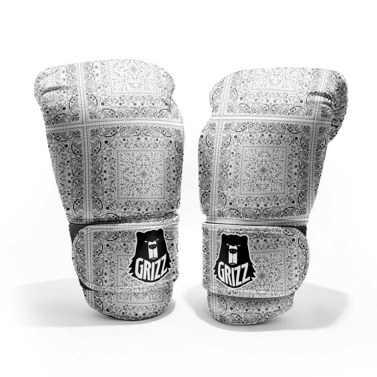 Bandana White Paisley Print Pattern Pro Boxing Glove