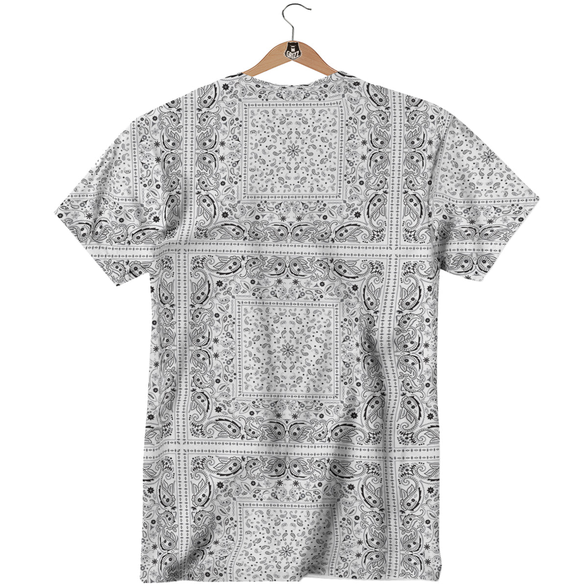 Bandana White Paisley Print Pattern T-Shirt-grizzshop