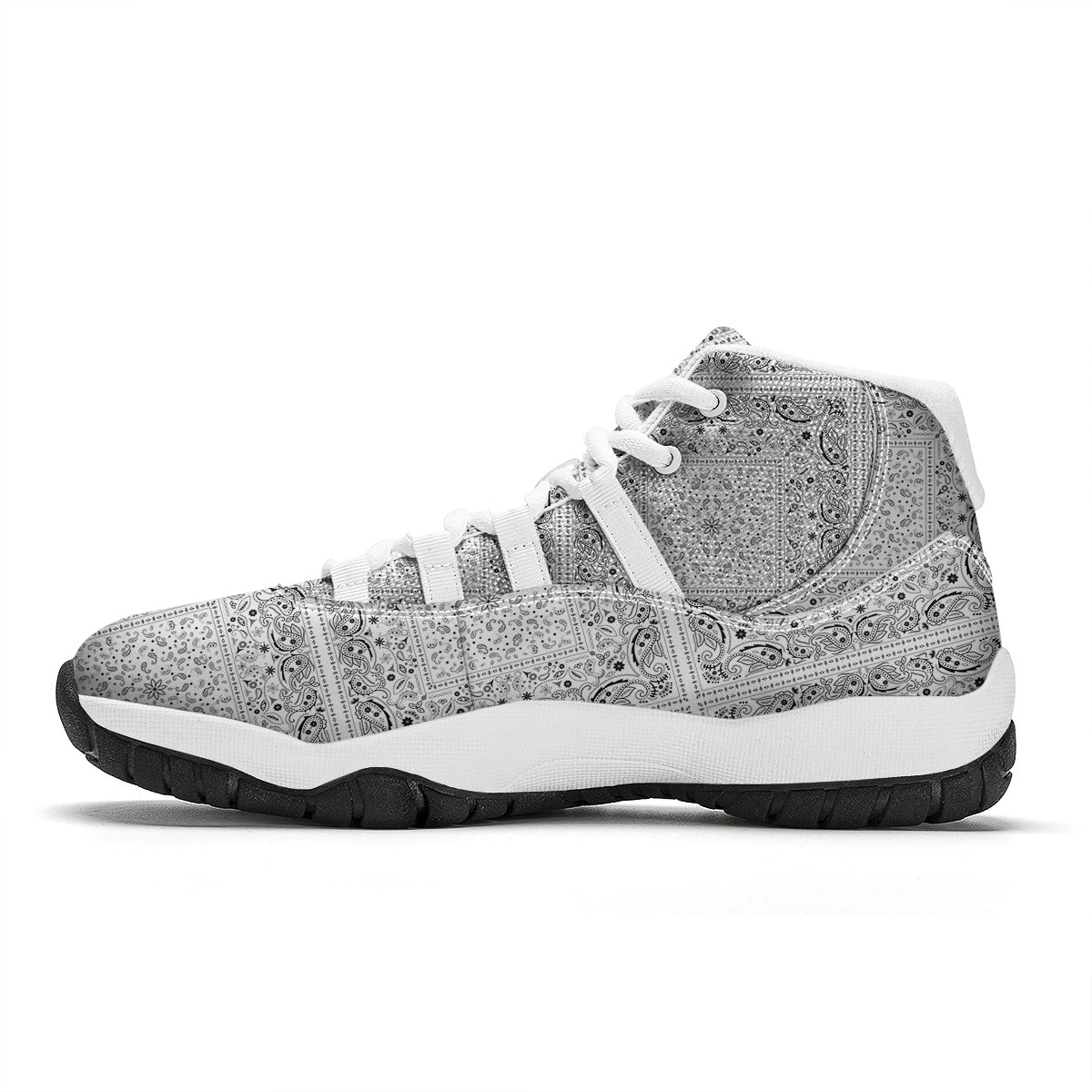 Bandana White Paisley Print Pattern White Bball Shoes-grizzshop