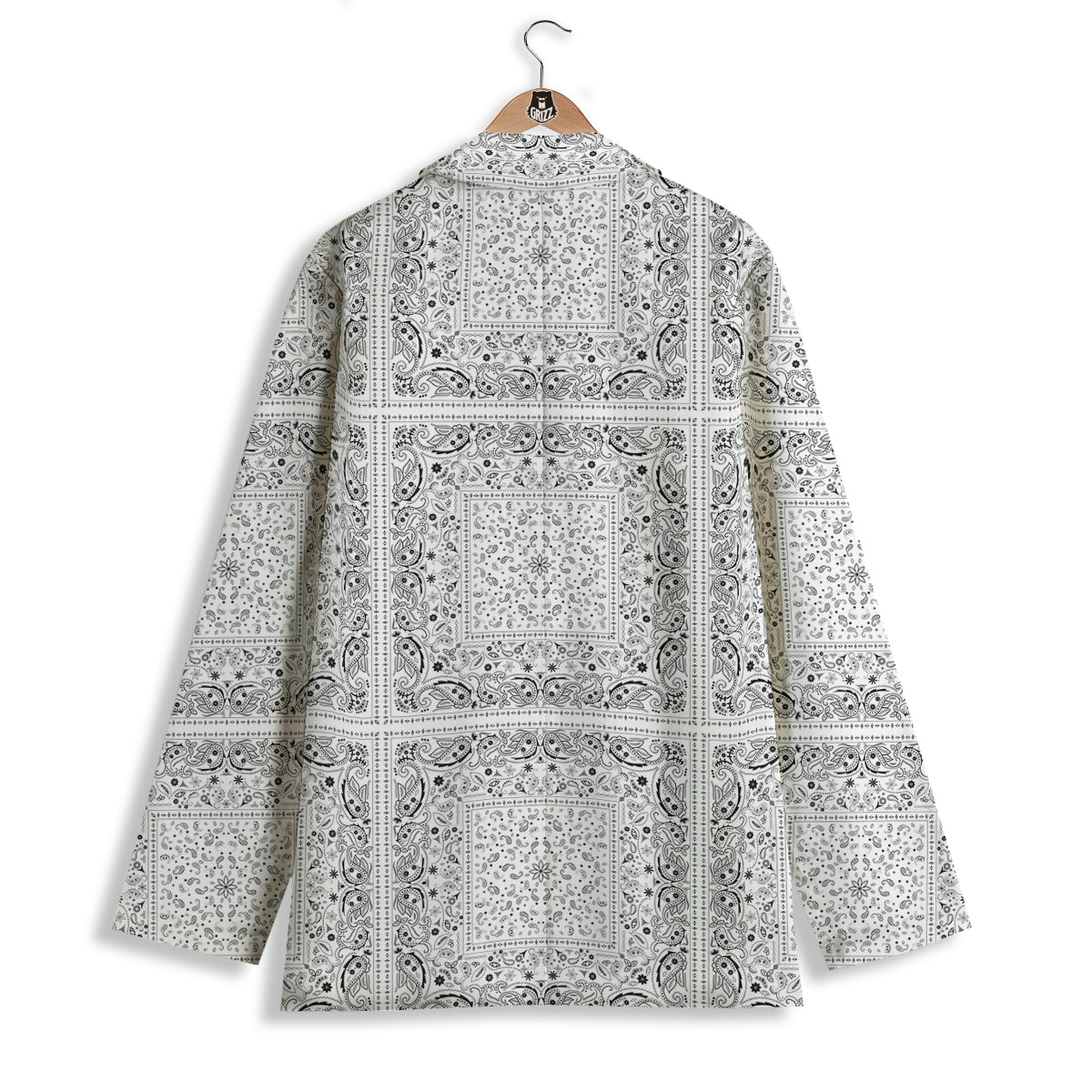 Bandana White Paisley Print Pattern Women's Blazer-grizzshop