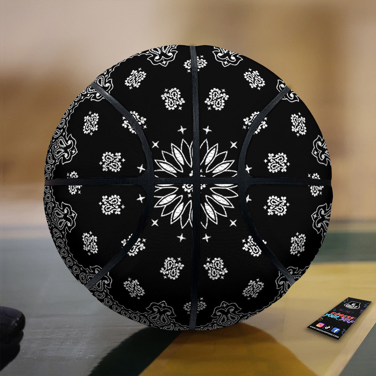 Bandana Black Paisley Print Basketball
