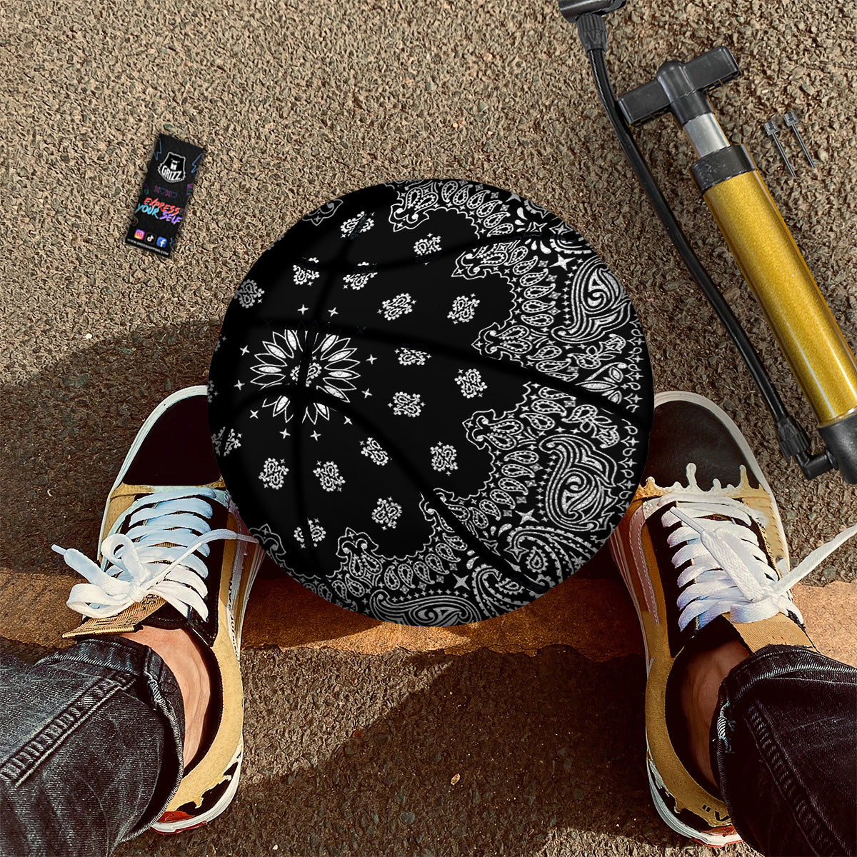 Bandana Black Paisley Print Basketball