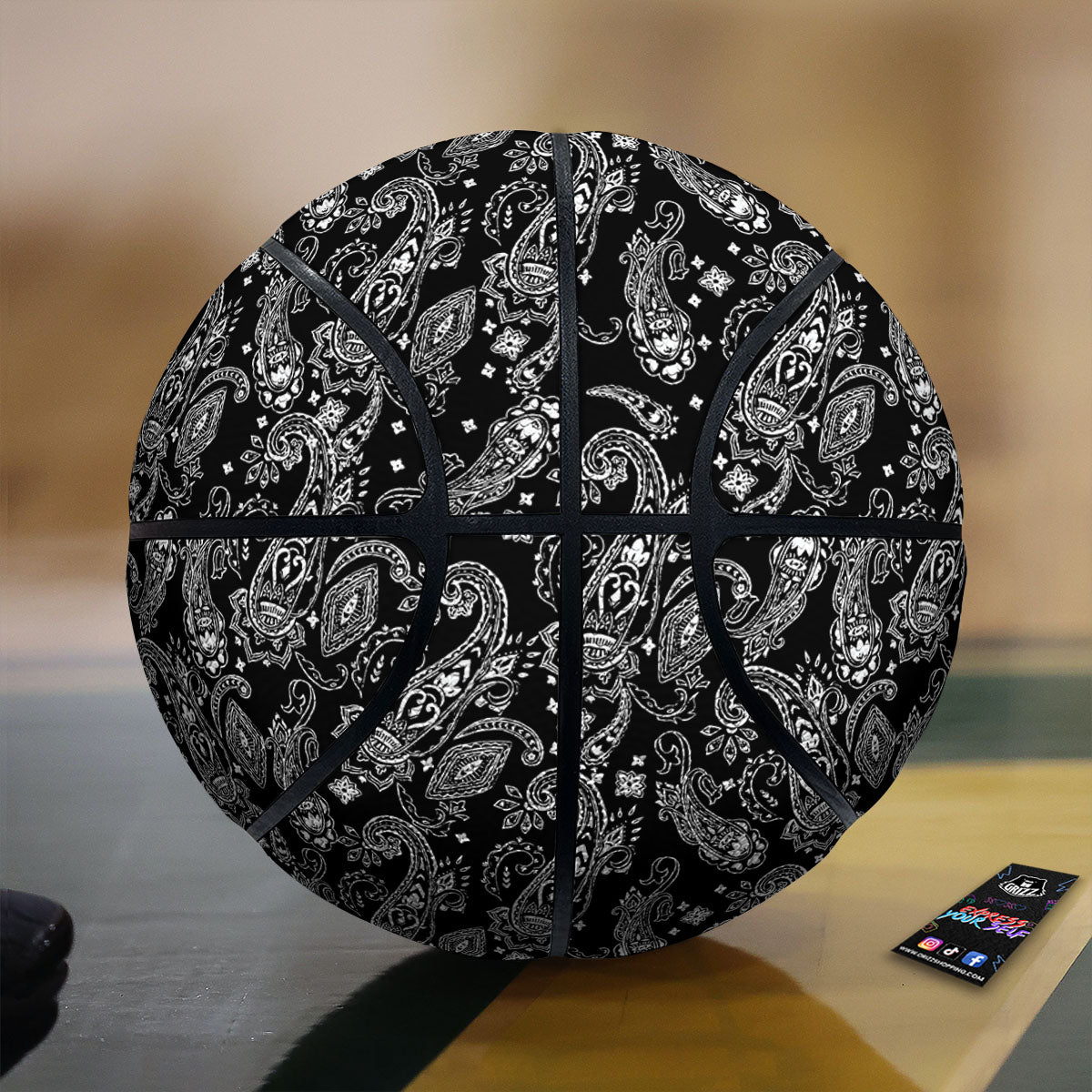 Bandana Black Paisley Print Pattern Basketball