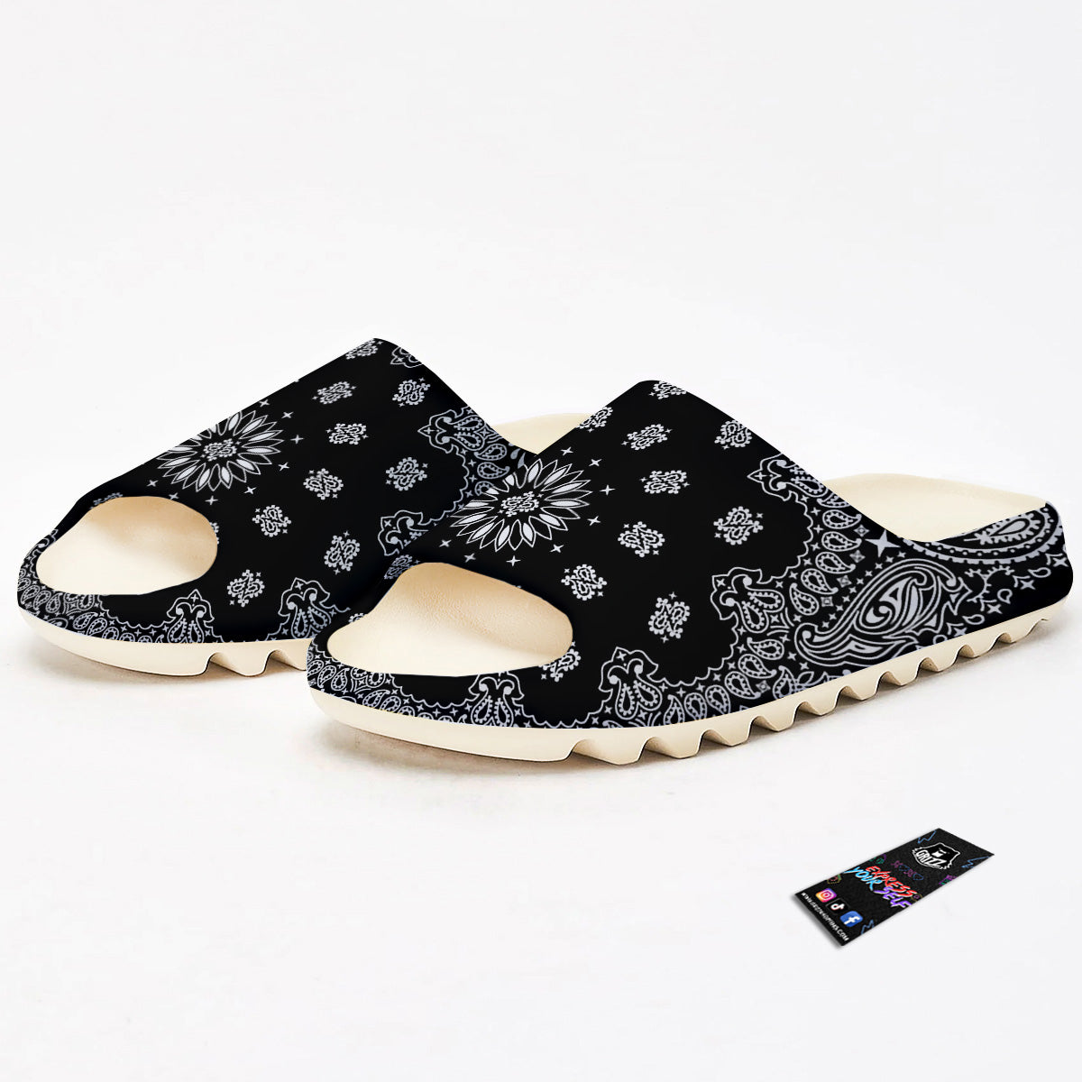 Bandana Black Paisley Print Sandals-grizzshop