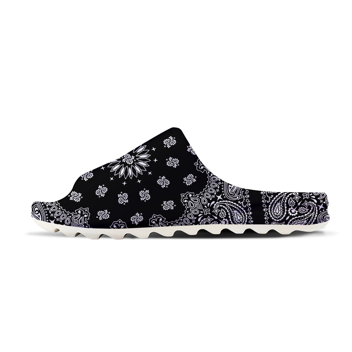Bandana Black Paisley Print Sandals-grizzshop