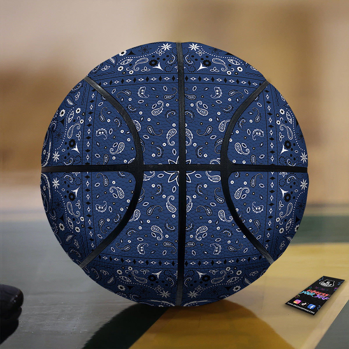 Bandana Blue Paisley Print Basketball