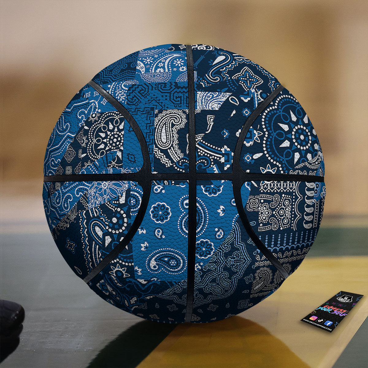Bandana Blue Paisley Print Pattern Basketball