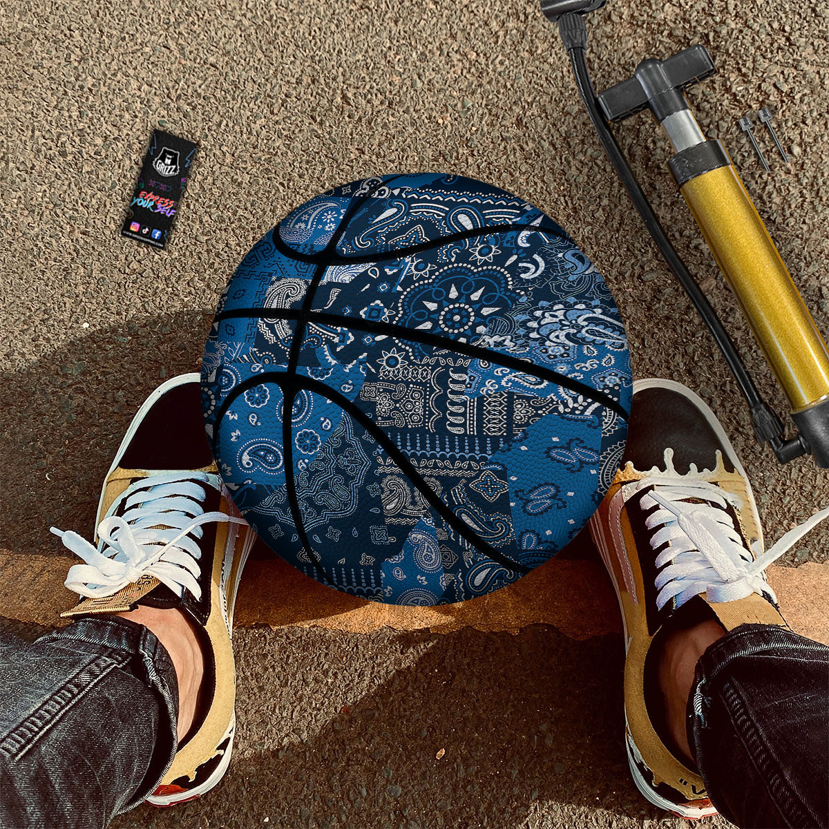 Bandana Blue Paisley Print Pattern Basketball