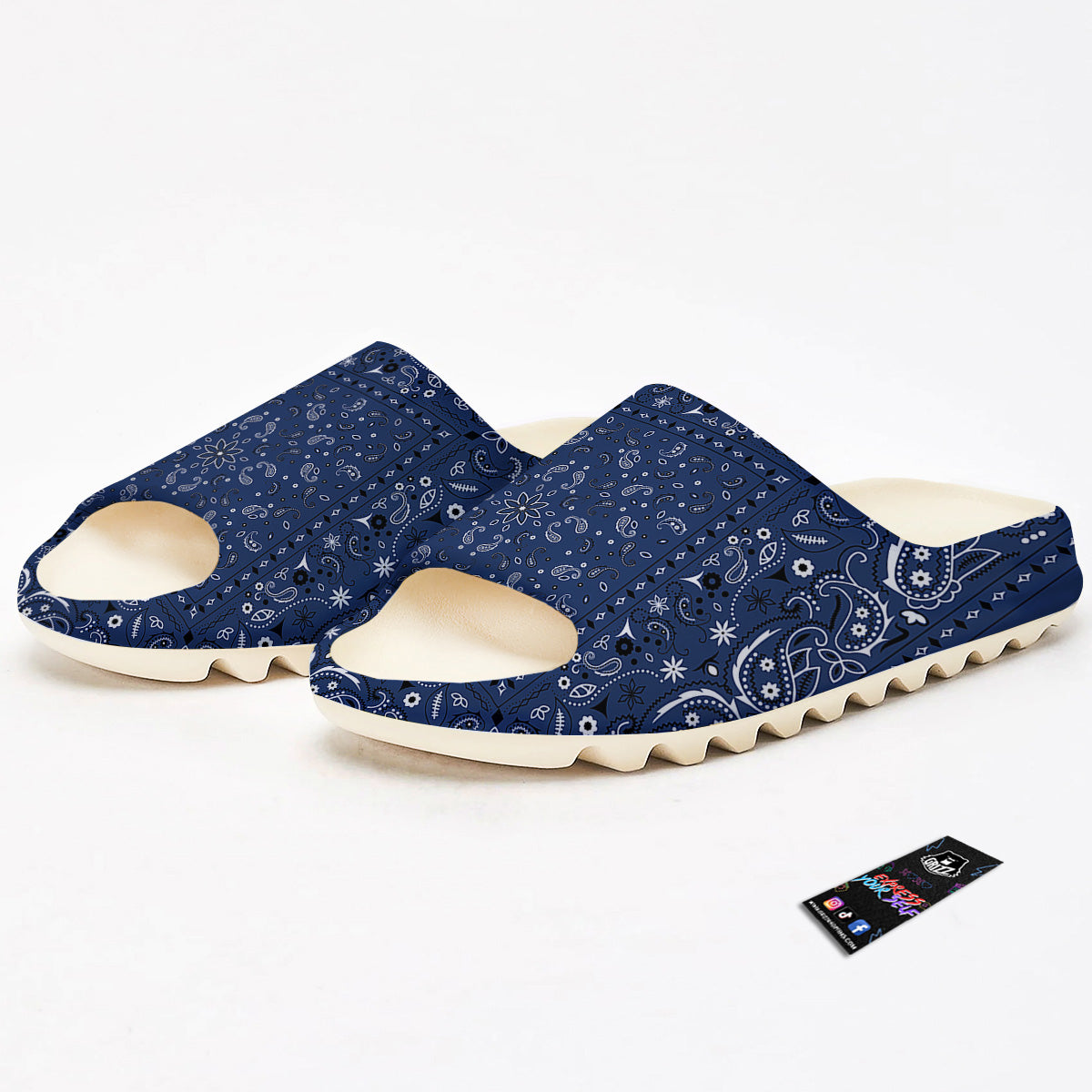 Bandana Blue Paisley Print Sandals-grizzshop