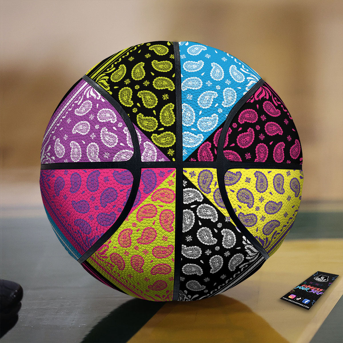 Bandana Paisley Colorful Square Print Basketball