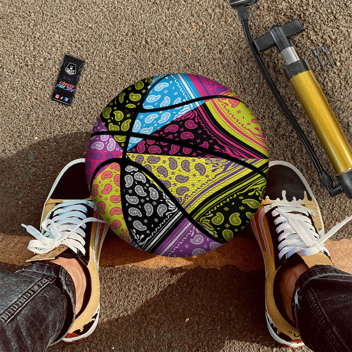 Bandana Paisley Colorful Square Print Basketball